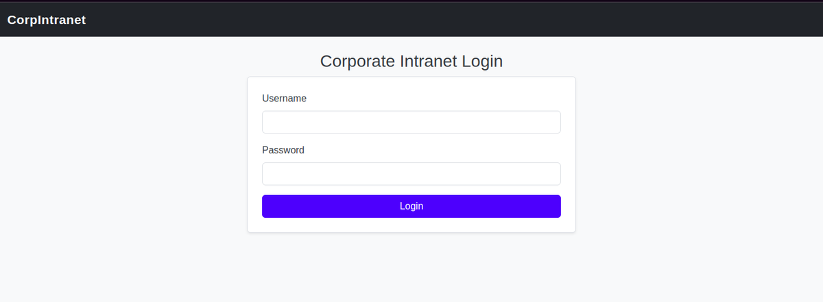 Login form for a corporate intranet, featuring input fields for username and password, along with a login button.