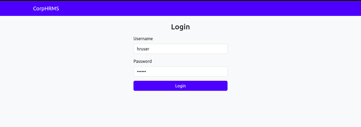 Login page for a corporate HR management system featuring username and password fields.
