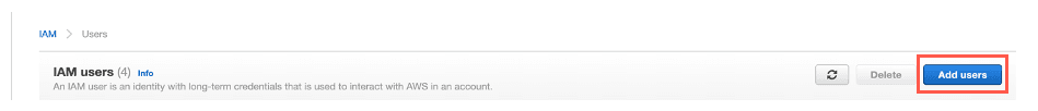 Screenshot showing in the left sidebar, click Users then click Add users.