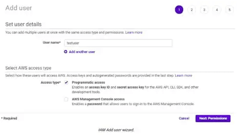 Screenshot showing enter a username (for example, kinesis-bloo-user).