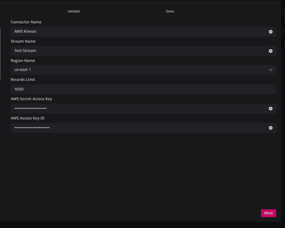 Screenshot showing fill in the configuration fields as described below.