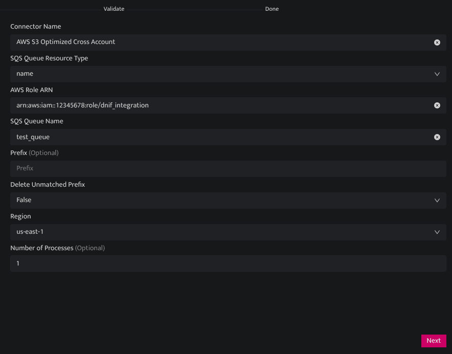 Screenshot showing fill in the configuration fields as described below.
