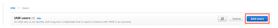 Screenshot showing in the left sidebar, click Users then click Add users.