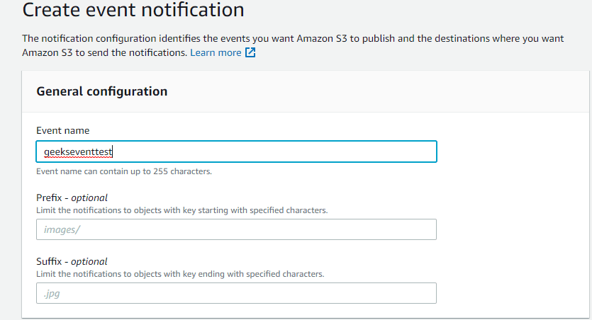 Screenshot showing under Destination, select SQS queue and choose the queue you created in Step 2.