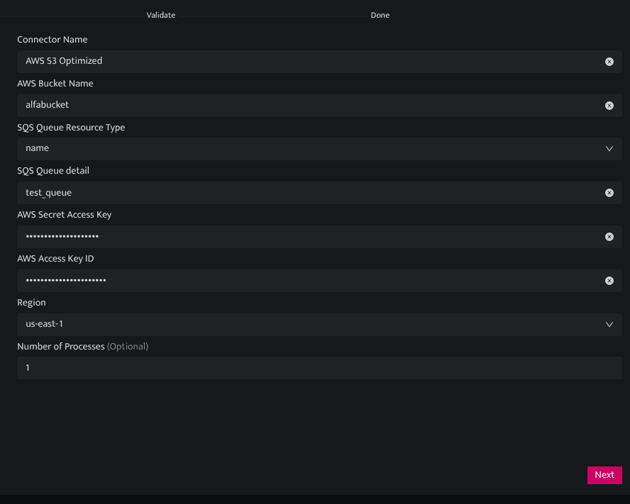 Screenshot showing fill in the configuration fields as described below.