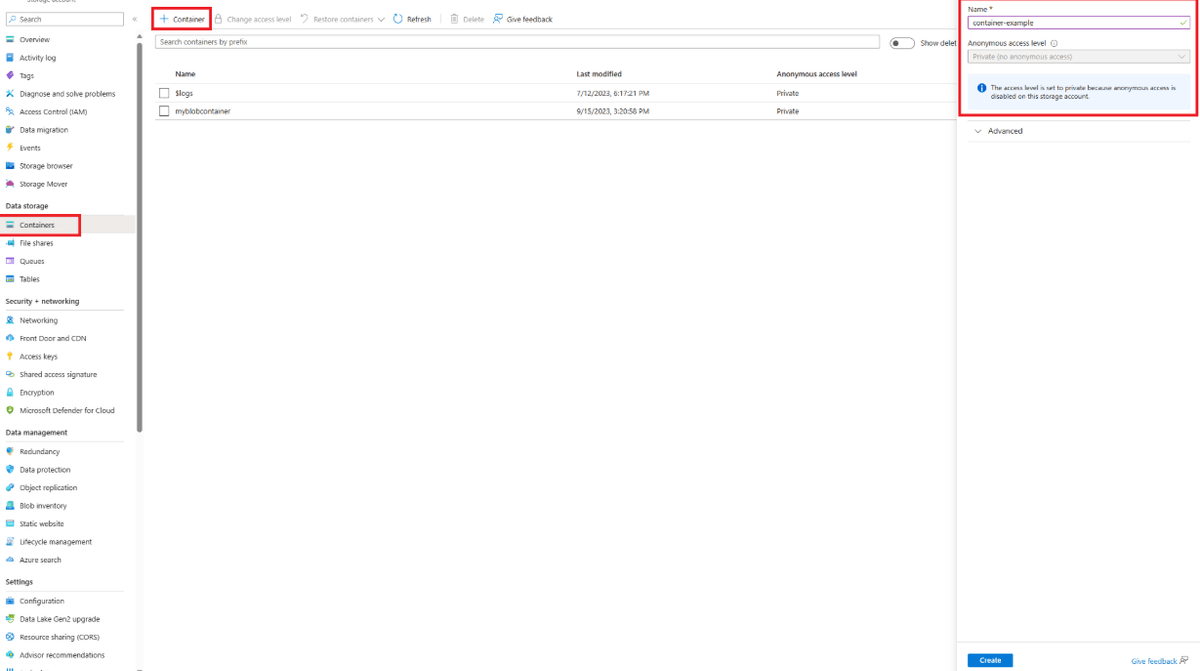 Screenshot showing navigate to your storage account.