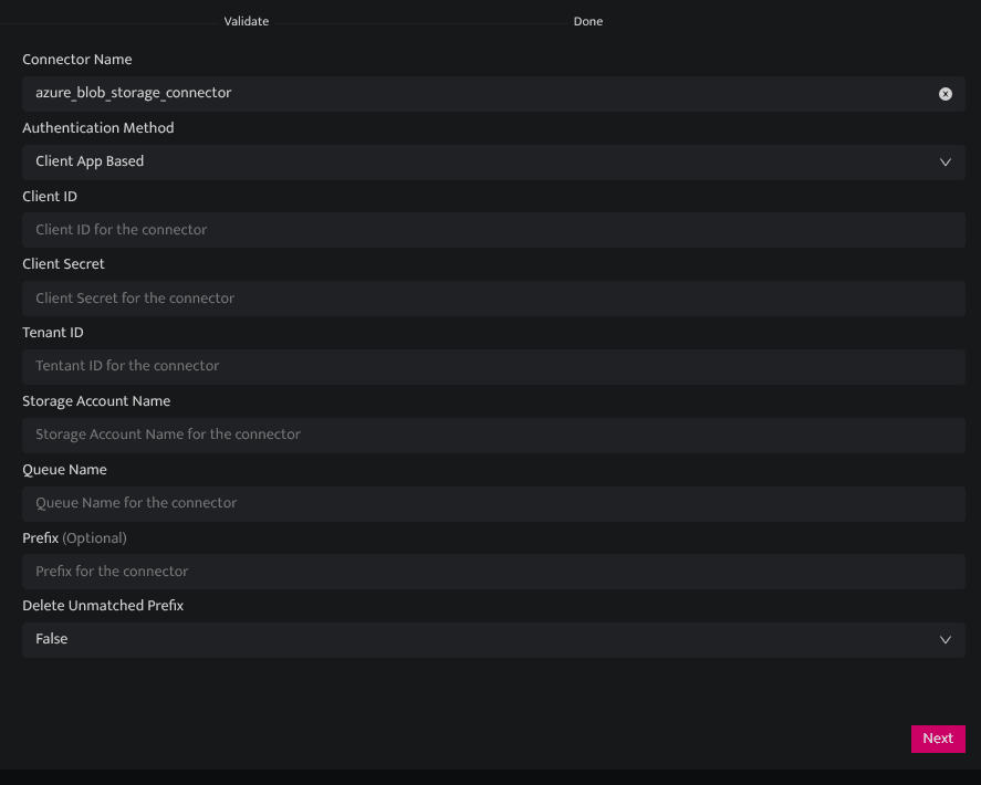Screenshot showing fill in the configuration fields as described below.