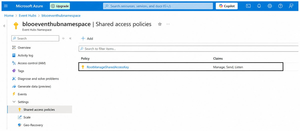 Screenshot showing click on a policy from the list.