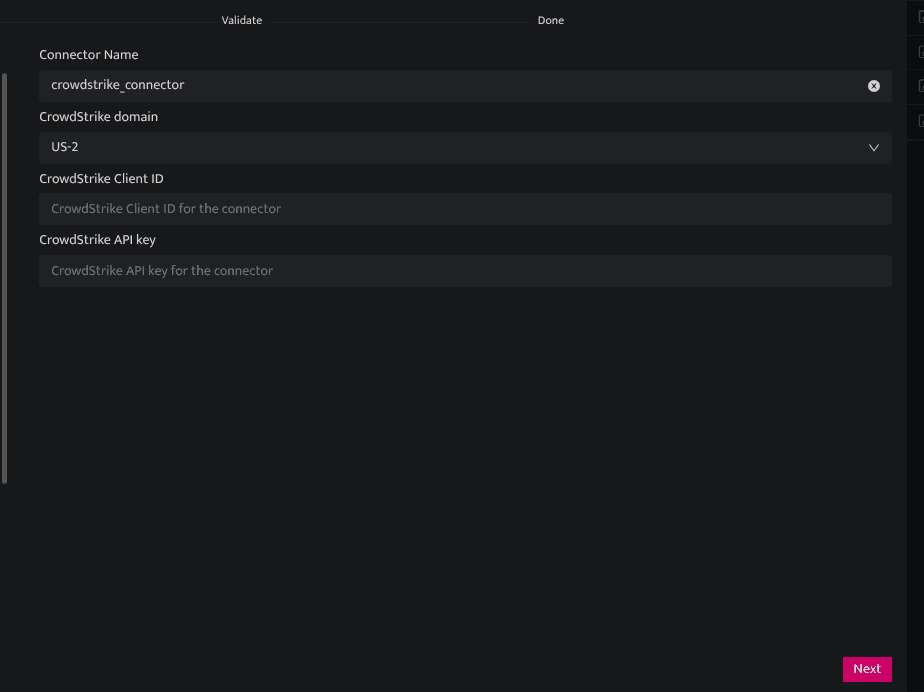 Screenshot showing fill in the configuration fields as described below.