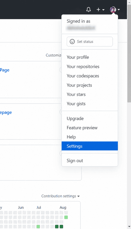 Screenshot showing in the upper-right corner of any page, click your profile photo, then click Settings.