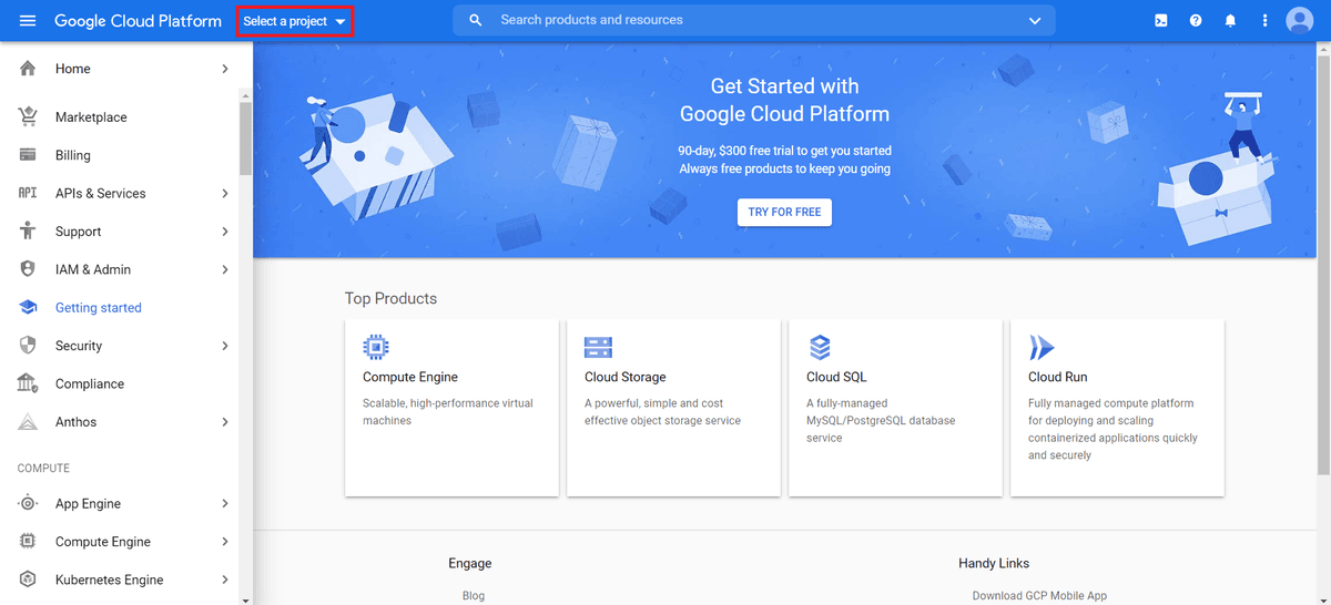 Screenshot showing the Google Cloud Platform Console sign-in screen.