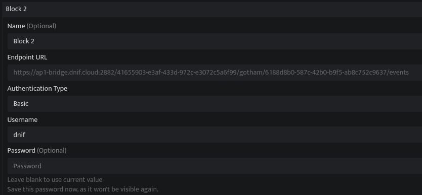 Screenshot showing the Basic authentication fields