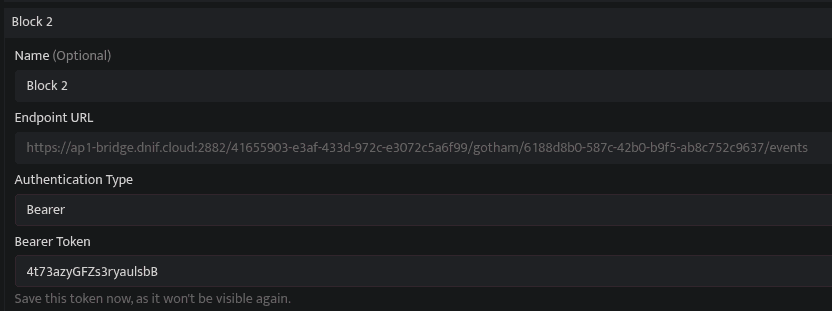 Screenshot showing the Bearer authentication field