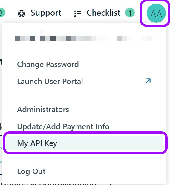 Screenshot showing the generated API Key