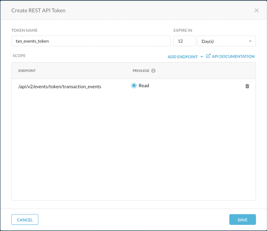 Screenshot of the Privilege column with the Read radio button selected