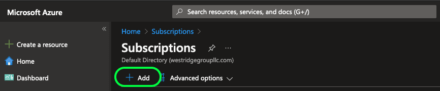 Screenshot of the Add subscription button