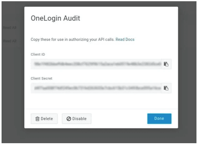 Screenshot of the generated Client ID and Client Secret