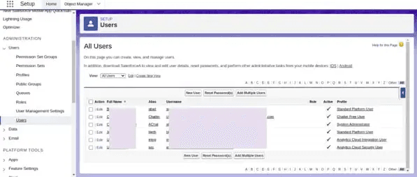 Screenshot of the New User form