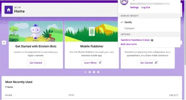 Screenshot of the profile view and Settings option