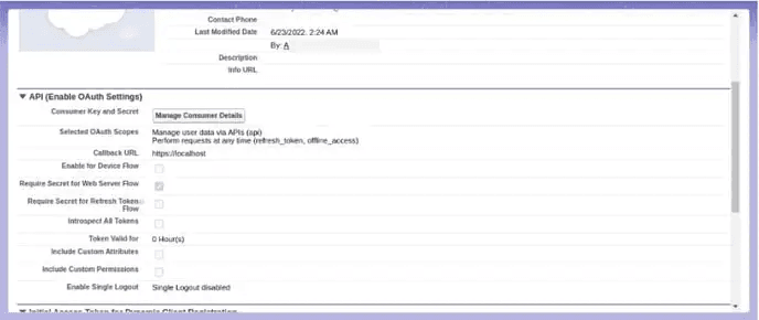 Screenshot of the Manage Consumer Details button