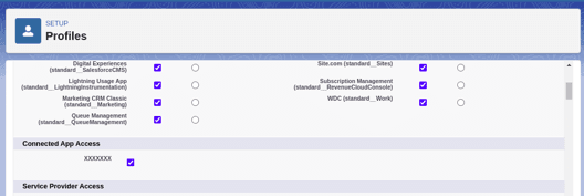 Screenshot of the Connected App Access section