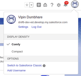 Screenshot of the profile view and Settings option