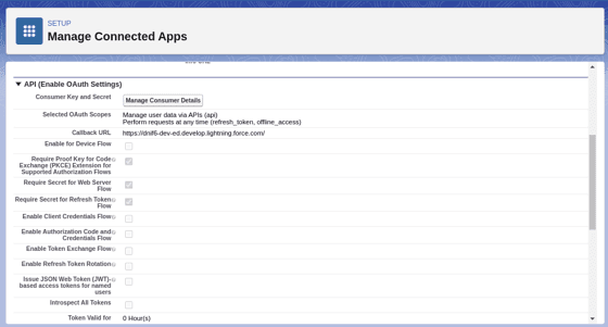 Screenshot of the Manage Consumer Details button