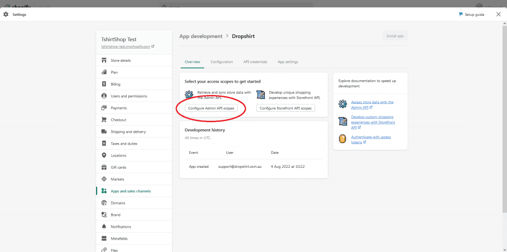 Screenshot of the app name and developer assignment form