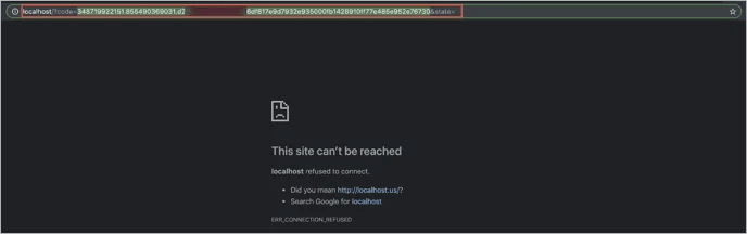 Screenshot of the URL field containing the authorization code