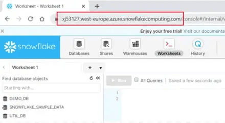 Snowflake account name in the environment URL