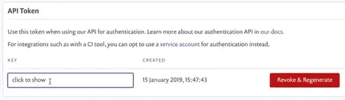 Snyk Auth Token section under Account Settings