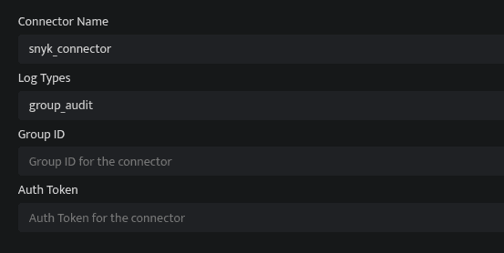 Snyk connector configuration fields in Bloo