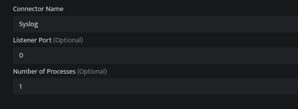 Syslog connector configuration fields in Bloo