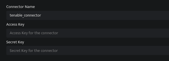 Tenable Vulnerability Management connector configuration fields