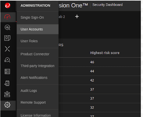 User Accounts navigation in Trend Micro Vision One