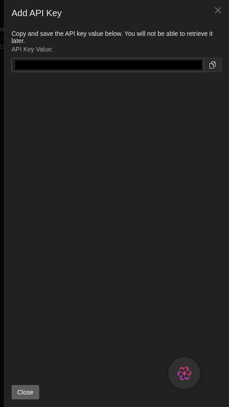 New API key generated confirmation